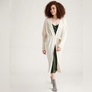 NWT Quince Ivory 100% Mongolian Cashmere Robe Size Medium